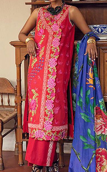 Mahgul Carmine Lawn Suit | Pakistani Dresses in USA- Image 1