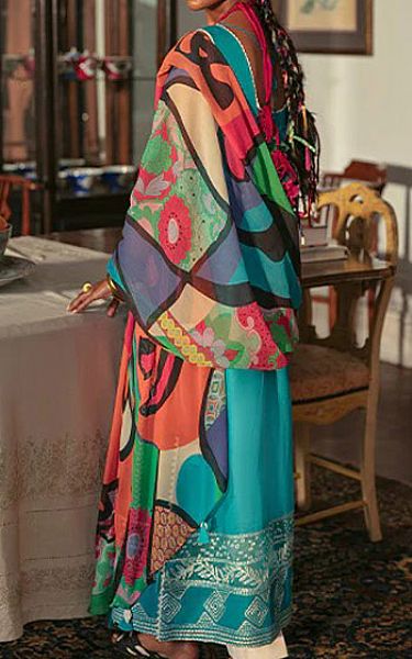 Mahgul Turquoise Lawn Suit | Pakistani Dresses in USA- Image 2