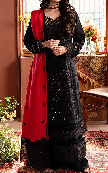 Mahnur Black Karandi Suit | Pakistani Winter Dresses in USA- Image 1