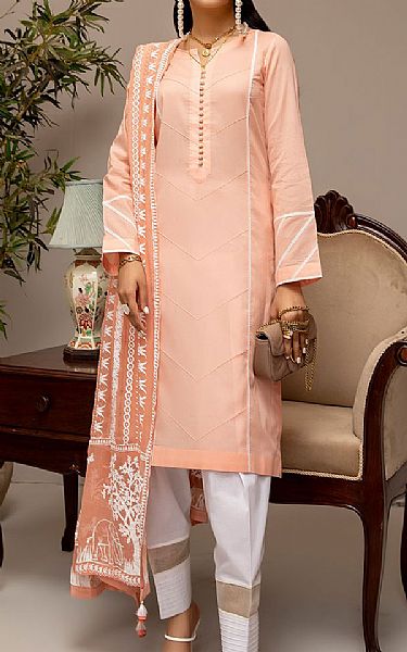 Mahum Asad Peach Cotton Suit | Pakistani Dresses in USA- Image 1