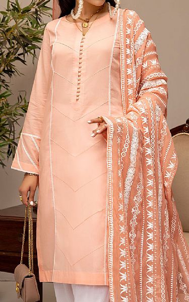 Mahum Asad Peach Cotton Suit | Pakistani Dresses in USA- Image 2