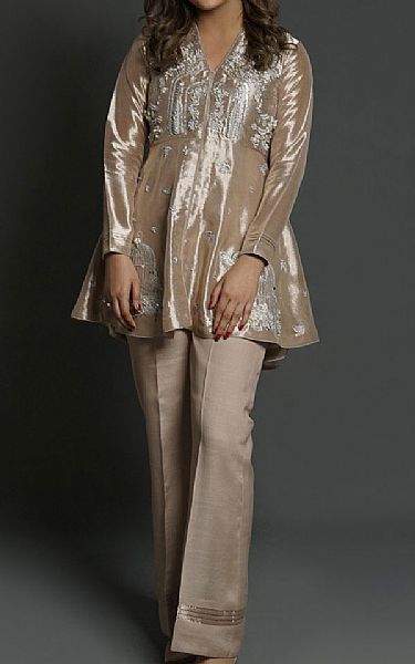 Mahum Asad Bird Cage Tissue Peplum | Pakistani Pret Wear Clothing by Mahum Asad- Image 1