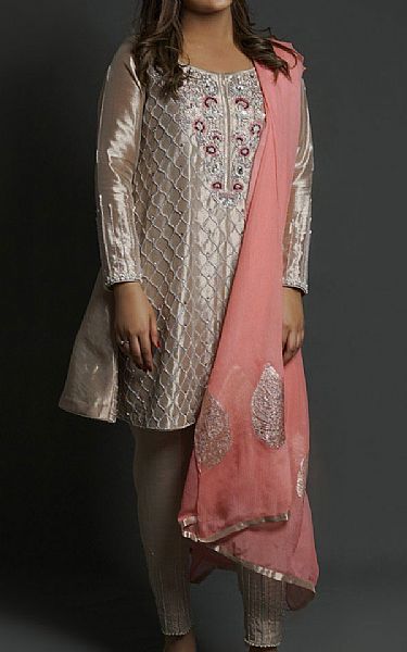 Mahum Asad Floral Tissue Worked | Pakistani Pret Wear Clothing by Mahum Asad- Image 1