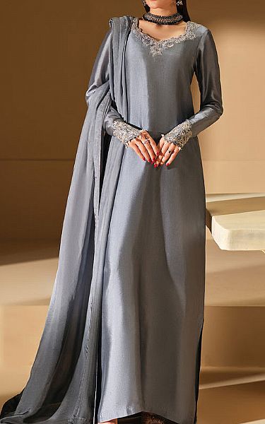 Mahum Asad Slate | Pakistani Pret Wear Clothing by Mahum Asad- Image 1