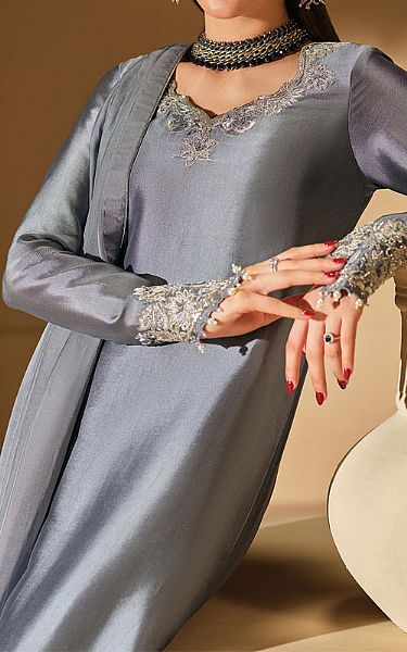 Mahum Asad Slate | Pakistani Pret Wear Clothing by Mahum Asad- Image 2