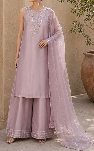 Mahveen Light Mauve Tissue Silk Suit | Pakistani Embroidered Chiffon Dresses USA- Image 1