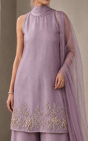 Mahveen Light Mauve Tissue Silk Suit | Pakistani Embroidered Chiffon Dresses USA- Image 2
