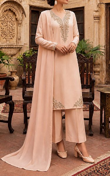 Mahveen Peach Chiffon Suit | Pakistani Embroidered Chiffon Dresses USA- Image 1