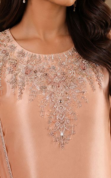 Mahveen Peach Tissue Silk Suit | Pakistani Embroidered Chiffon Dresses USA- Image 2
