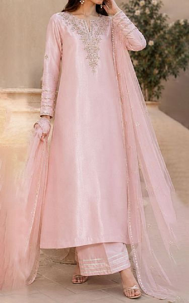 Mahveen Light Pink Tissue Silk Suit | Pakistani Embroidered Chiffon Dresses USA- Image 2