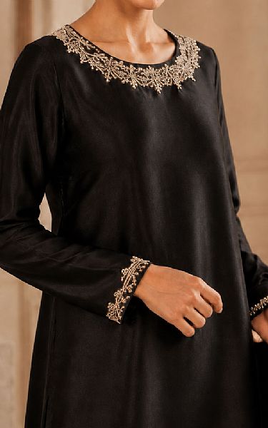 Mahveen Studio Black Tissue Silk Suit | Pakistani Embroidered Chiffon Dresses USA- Image 3