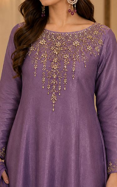 Mahveen Studio Mauve Tissue Silk Suit | Pakistani Embroidered Chiffon Dresses USA- Image 3