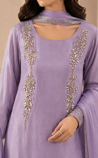 Mahveen Studio Lavender Tissue Silk Suit | Pakistani Embroidered Chiffon Dresses USA- Image 3