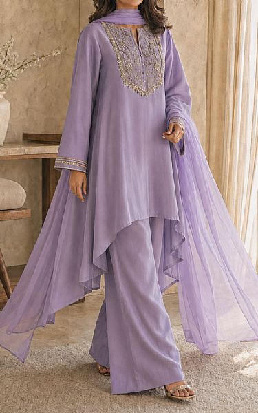 Mahveen Studio Lavender Silk Suit | Pakistani Embroidered Chiffon Dresses USA- Image 2