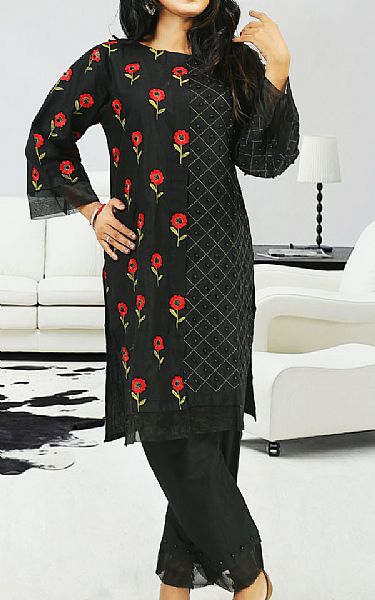 Mak Fashion Black Cotton Suit (2 Pcs) | Pakistani Pret Wear Clothing by Mak Fashion- Image 1