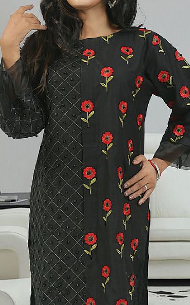 Mak Fashion Black Cotton Suit (2 Pcs) | Pakistani Pret Wear Clothing by Mak Fashion- Image 2