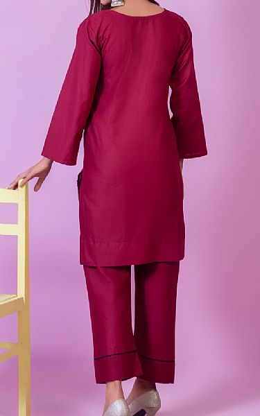 Mak Fashion Crimson Cotton Suit (2 Pcs) | Pakistani Pret Wear Clothing by Mak Fashion- Image 2