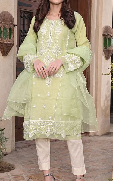 Mak Fashion Light Green Organza Suit | Pakistani Pret Wear Clothing by Mak Fashion- Image 1