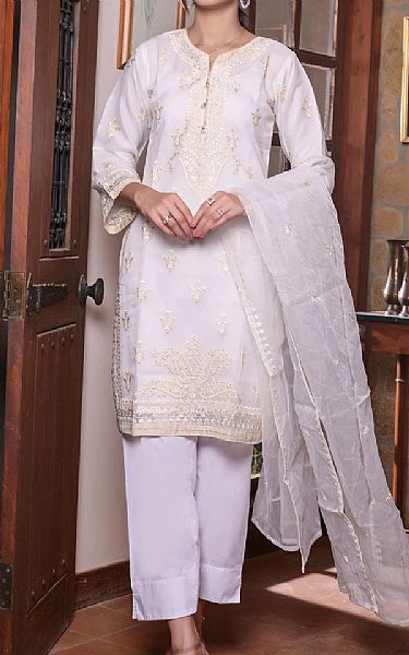 Mak Fashion White Organza Suit | Pakistani Pret Wear Clothing by Mak Fashion- Image 1
