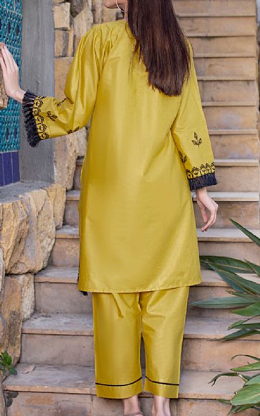 Mak Fashion Yellow Cotton Suit (2 Pcs) | Pakistani Pret Wear Clothing by Mak Fashion- Image 2