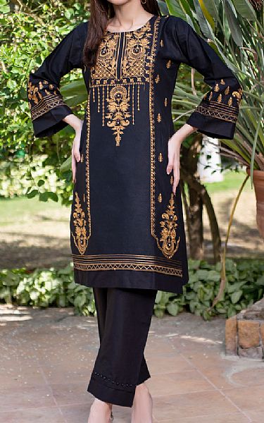 Mak Fashion Black Cotton Suit (2 Pcs) | Pakistani Pret Wear Clothing by Mak Fashion- Image 1