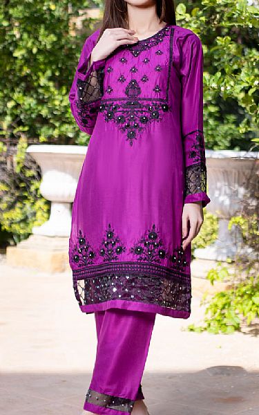 Mak Fashion Violet Cotton Suit (2 Pcs) | Pakistani Pret Wear Clothing by Mak Fashion- Image 1