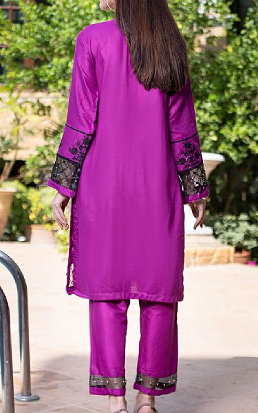 Mak Fashion Violet Cotton Suit (2 Pcs) | Pakistani Pret Wear Clothing by Mak Fashion- Image 2