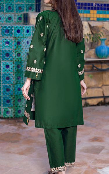 Mak Fashion Dark Green Cotton Suit (2 Pcs) | Pakistani Pret Wear Clothing by Mak Fashion- Image 2