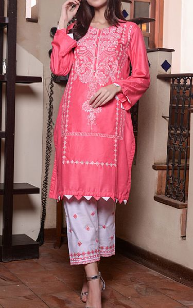 Mak Fashion Brink Pink Cotton Suit (2 Pcs) | Pakistani Pret Wear Clothing by Mak Fashion- Image 1