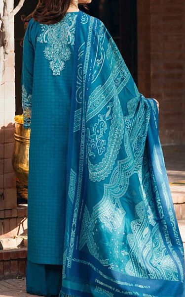 Manara Zinc Blue Jacquard Suit | Pakistani Winter Dresses in USA- Image 2
