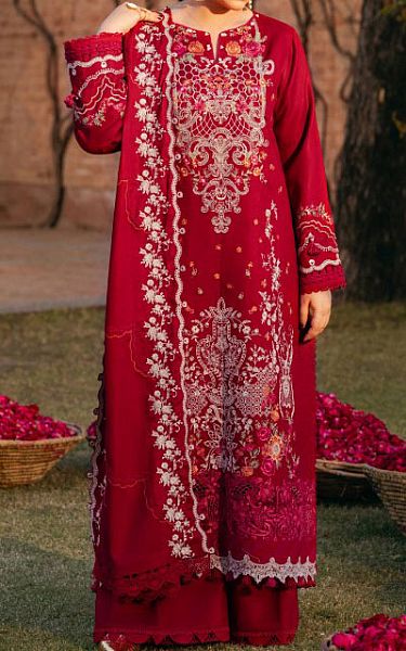 Manara Scarlet Linen Suit | Pakistani Winter Dresses in USA- Image 1