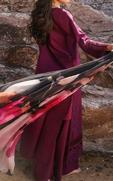 Manara Plum Lawn Suit | Pakistani Lawn Dress in USA- Image 2