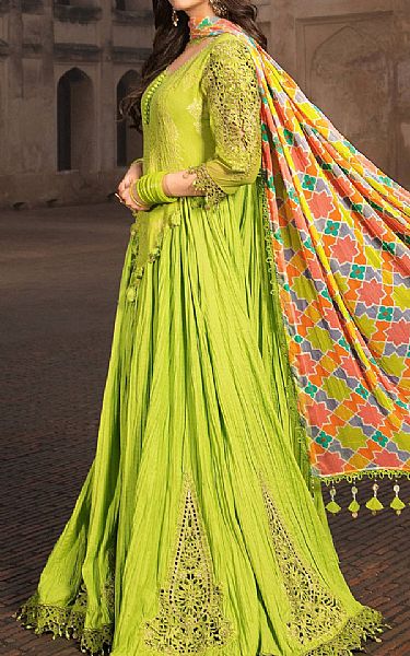 Maria B Parrot Green Jacquard Suit | Pakistani Lawn Dress in USA- Image 2