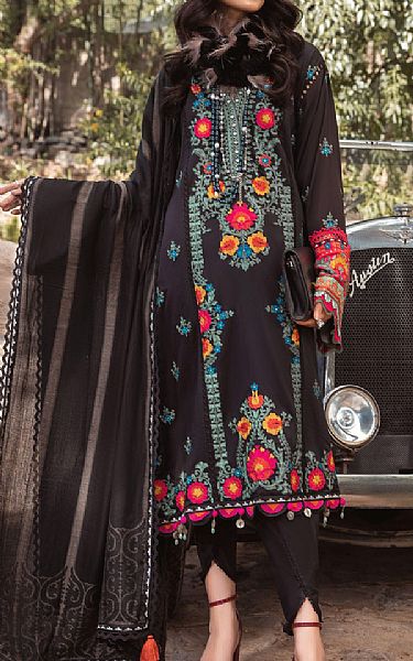 Maria B Black Linen Suit | Pakistani Winter Dresses- Image 1