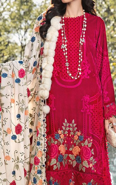 Maria B Scarlet Linen Suit | Pakistani Winter Dresses- Image 2