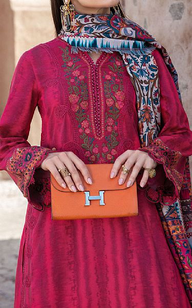 Maria B Crimson Cambric Suit | Pakistani Winter Dresses- Image 2