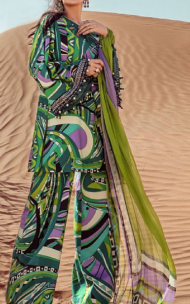 Maria B Multi Color Linen Suit | Pakistani Winter Dresses- Image 1