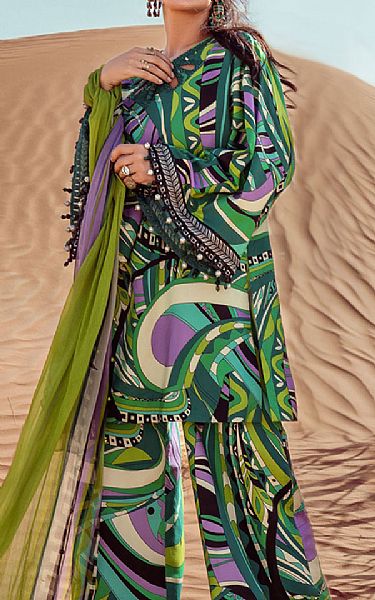 Maria B Multi Color Linen Suit | Pakistani Winter Dresses- Image 2