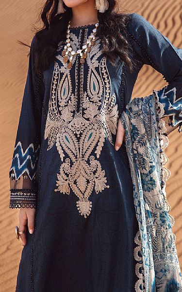 Maria B Phthalo Blue Cambric Suit | Pakistani Dresses in USA- Image 2