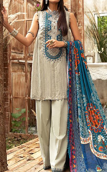 Maria B Ash White Linen Suit | Pakistani Dresses in USA- Image 1