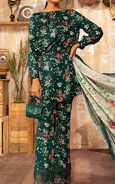 Maria B Brunswick Green Linen Suit | Pakistani Dresses in USA- Image 1