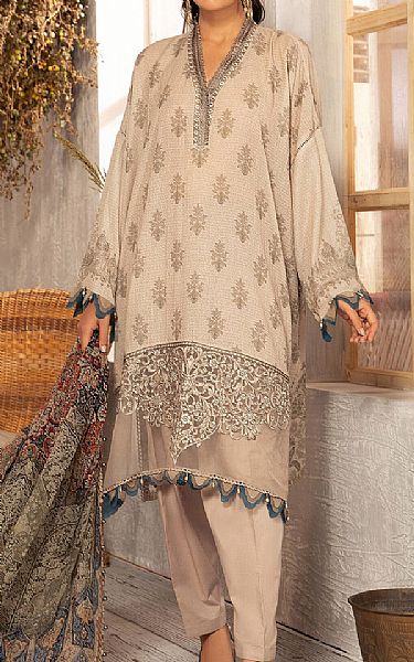 Maria B Ivory Karandi Suit | Pakistani Dresses in USA- Image 1
