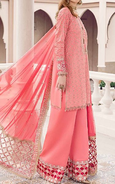 Maria B Candy Pink Cotton Satin Suit | Pakistani Winter Dresses- Image 2