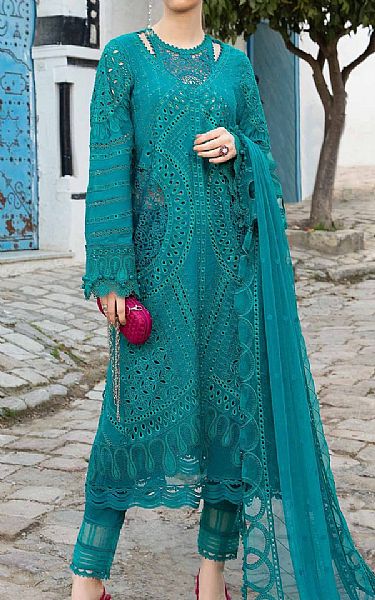 Maria B Teal Lawn Suit | Pakistani Lawn Dress in USA- Image 1
