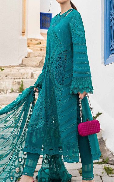 Maria B Teal Lawn Suit | Pakistani Lawn Dress in USA- Image 2