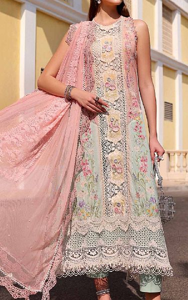 Maria B Pink/Summer Green Lawn Suit | Pakistani Lawn Dress in USA- Image 1