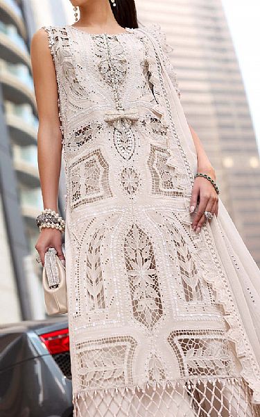 Maria B Off White Lawn Suit | Pakistani Lawn Dress in USA- Image 2