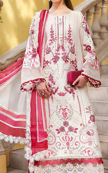 Maria B Ivory/Pink Lawn Suit | Pakistani Lawn Dress in USA- Image 2