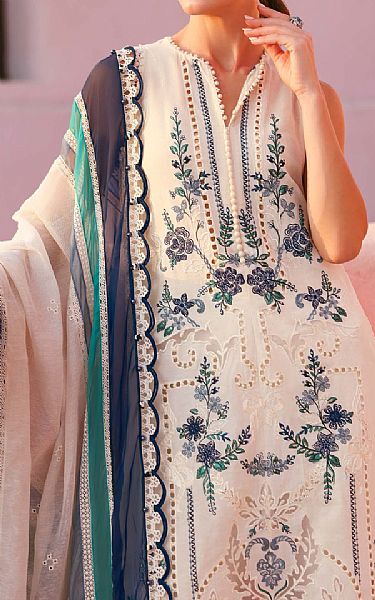 Maria B Off White Lawn Suit | Pakistani Lawn Dress in USA- Image 2
