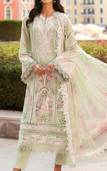Maria B Light Green Lawn Suit | Pakistani Lawn Dress in USA- Image 1